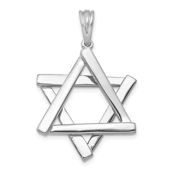 14k White Gold Star Of David Pendant